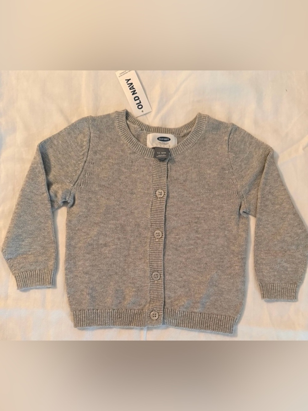 Old Navy Baby 12-18 Months Gray Button-Up Cardigan Sweater New